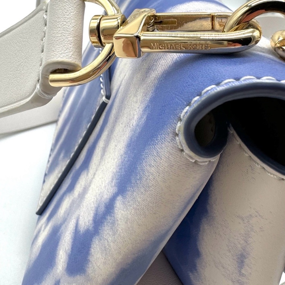 Michael Kors Cece Mini Satchel NWT Blue Tie Dye Leather Crossbody Bag - Picture 15 of 15